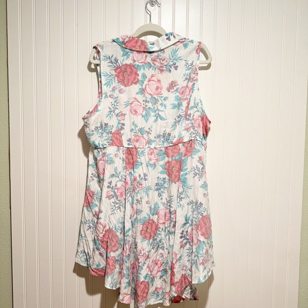 Torrid Babydoll Poplin Button Front Shirt Flowy Floral Summery Sleeveless 2X - Picture 7 of 7
